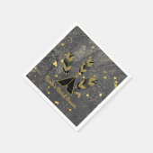 Handgezeichnete Feather & Tepee Gold Black Boho Gl Serviette (Ecke)