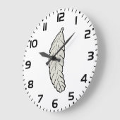 Handgezeichnete Federn Minimalistische Natur Große Wanduhr (Winkel)