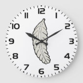 Handgezeichnete Federn Minimalistische Natur Große Wanduhr (Vorderseite)