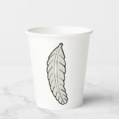 Handgezeichnete Federn Minimalistische Natur Pappbecher (Vorderseite)