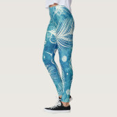 Handgezeichnete Federn: Nahtloses Muster Leggings (Links)