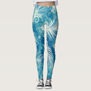 Handgezeichnete Federn: Nahtloses Muster Leggings