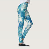 Handgezeichnete Federn: Nahtloses Muster Leggings (Rechts)
