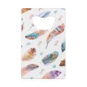 Handgezeichnete Federn: Weißes Hintergrundmuster Geldbeutel Flaschenöffner (Rückseite)