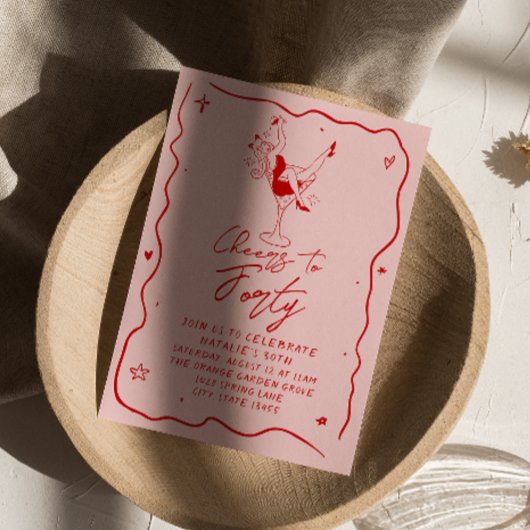 Handgezeichnete Feier an vierzig Quirky 40. Geburt Einladung