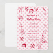 Handgezeichnete Feiertagsparty Einladung (Vorne/Hinten)