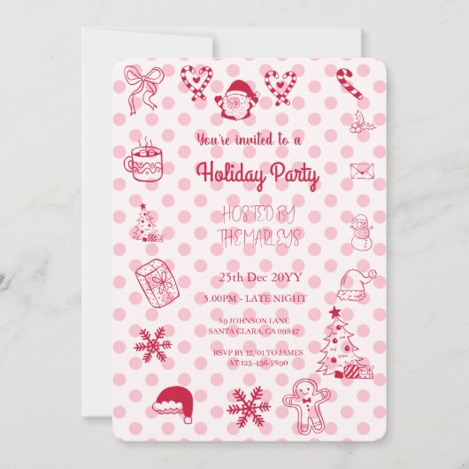 Handgezeichnete Feiertagsparty Einladung (Vorderseite)