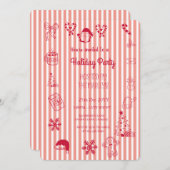 Handgezeichnete Feiertagsparty Einladung (Vorne/Hinten)