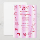 Handgezeichnete Feiertagsparty Einladung (Vorne/Hinten)