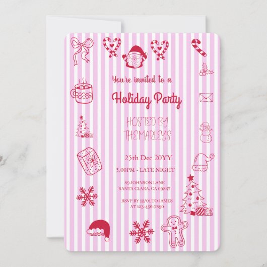 Handgezeichnete Feiertagsparty Einladung (Vorderseite)