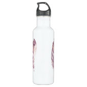 Handgezeichnete feminine rosa lila Aquarellfeder Trinkflasche (Rückseite)