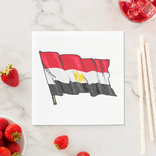 Handgezeichnete Flagge Ägyptens im Distressed-Look Serviette