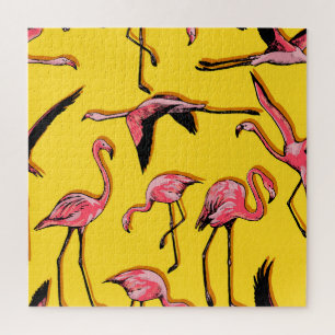 Handgezeichnete Flamingos Vintage nahtloser Hinter Puzzle