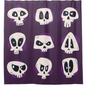 Handgezeichnete Flatdia de muertos skulls collecti Duschvorhang