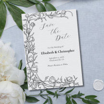 Handgezeichnete florale botanische Save-The-Date-K