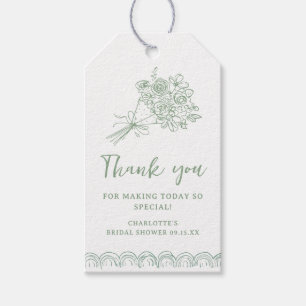Handgezeichnete florale Danksagungs-Brautparty Geschenkanhänger