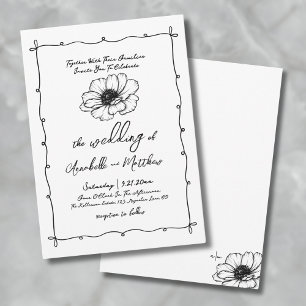 Handgezeichnete Florale Hochzeit Einladung