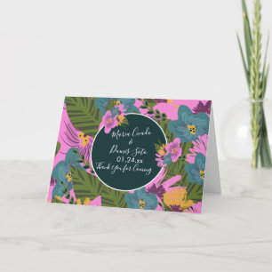 Handgezeichnete florale Hochzeit in kräftigem Pink Karte