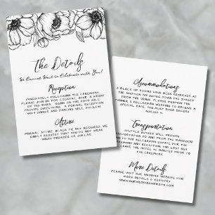 Handgezeichnete florale Hochzeitsdetails Begleitkarte