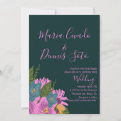 Handgezeichnete Florals Wedding Bold Farbe Einladung (Vorderseite)