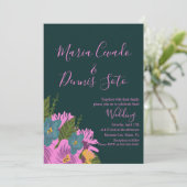 Handgezeichnete Florals Wedding Bold Farbe Einladung (Stehend Vorderseite)