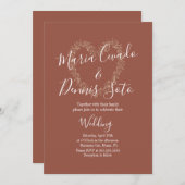 Handgezeichnete Florals Wedding Bold Herzkranz Einladung (Vorne/Hinten)