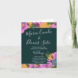 Handgezeichnete Florals Wedding Bold Pink Greeneri