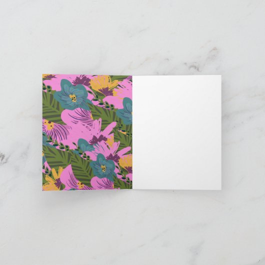 Handgezeichnete Florals Wedding Bold Pink Greeneri (Innenseite)