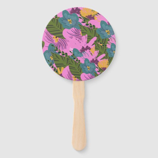 Handgezeichnete Florals Wedding Bold Pink Greeneri Fächer (Rückseite)