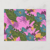 Handgezeichnete Florals Wedding Bold Pink Greeneri Postkarte (Rückseite)