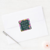 Handgezeichnete Florals Wedding Bold Pink Greeneri Quadratischer Aufkleber (Umschlag)