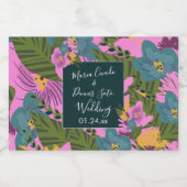 Handgezeichnete Florals Wedding Bold Pink Greeneri Schaumweinetikett (Einzelnes Label)