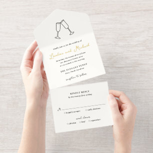 Handgezeichnete Flöten Doodle Moderne Hochzeit All-in-One-Einladung