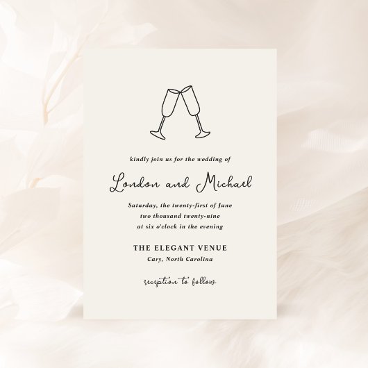 Handgezeichnete Flöten Doodle Moderne Hochzeit Einladung