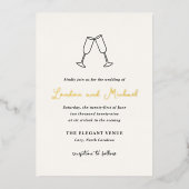 Handgezeichnete Flöten Doodle Moderne Hochzeit Folieneinladung (Vorderseite)