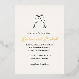 Handgezeichnete Flöten Doodle Moderne Hochzeit Folieneinladung