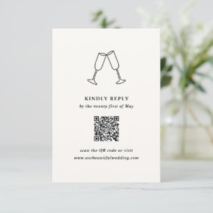 Handgezeichnete Flöten Doodle Moderne Hochzeit RSVP Karte