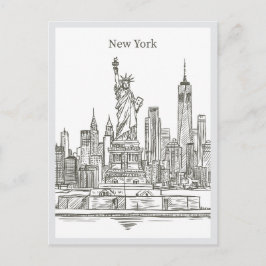 Handgezeichnete Freiheitsstatue New York Wahrzeich Postkarte