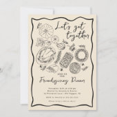 Handgezeichnete Freundlichkeit Abendessen Einladun Einladung (Vorderseite)