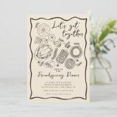 Handgezeichnete Freundlichkeit Abendessen Einladun Einladung (Stehend Vorderseite)