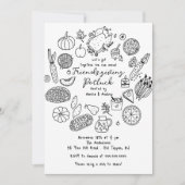 Handgezeichnete Freundschaft Potluck Einladung (Vorderseite)