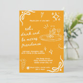 Handgezeichnete Friendsmas Holiday Einladung Orang (Stehend Vorderseite)