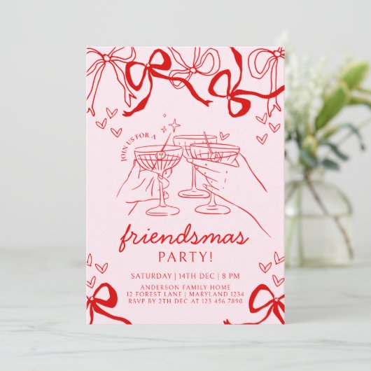 Handgezeichnete Friendsmas-Party Einladung (Stehend Vorderseite)