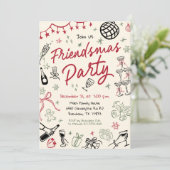 Handgezeichnete Friendsmas-Party Einladung, Weihna Einladung (Stehend Vorderseite)