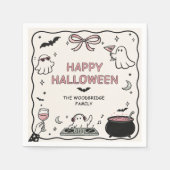 Handgezeichnete Frohe Halloween Servietten (Vorderseite)