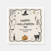 Handgezeichnete Fröhliche Halloween Servietten (Vorderseite)