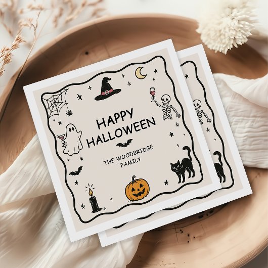 Handgezeichnete Fröhliche Halloween Servietten