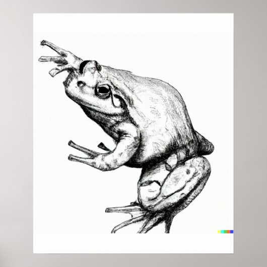 Handgezeichnete Froschskizze in ukiyo-e art Poster (Vorne)