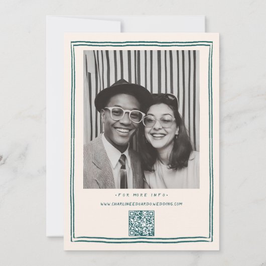 Handgezeichnete Funky Contemporary Wedding Einladung (Rückseite)