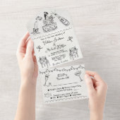 Handgezeichnete Funky Doodle Hochzeit All In One Einladung (Abreißen)